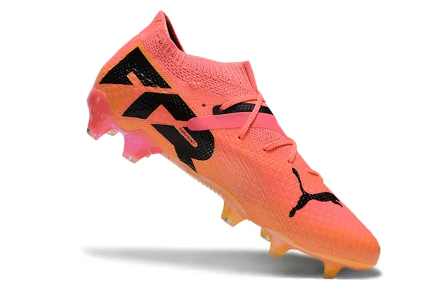 Puma Chaussures de football orange rose upper en maille chaussette translucide jaula TPU terrain ferme 3