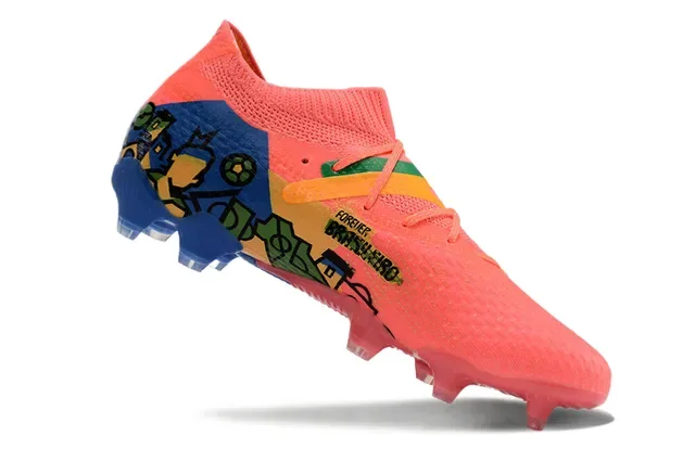 Puma Pink Multicolor Low-Cut Knit Upper Asymmetric Lacing Firm-Ground Soccer Shoes 2