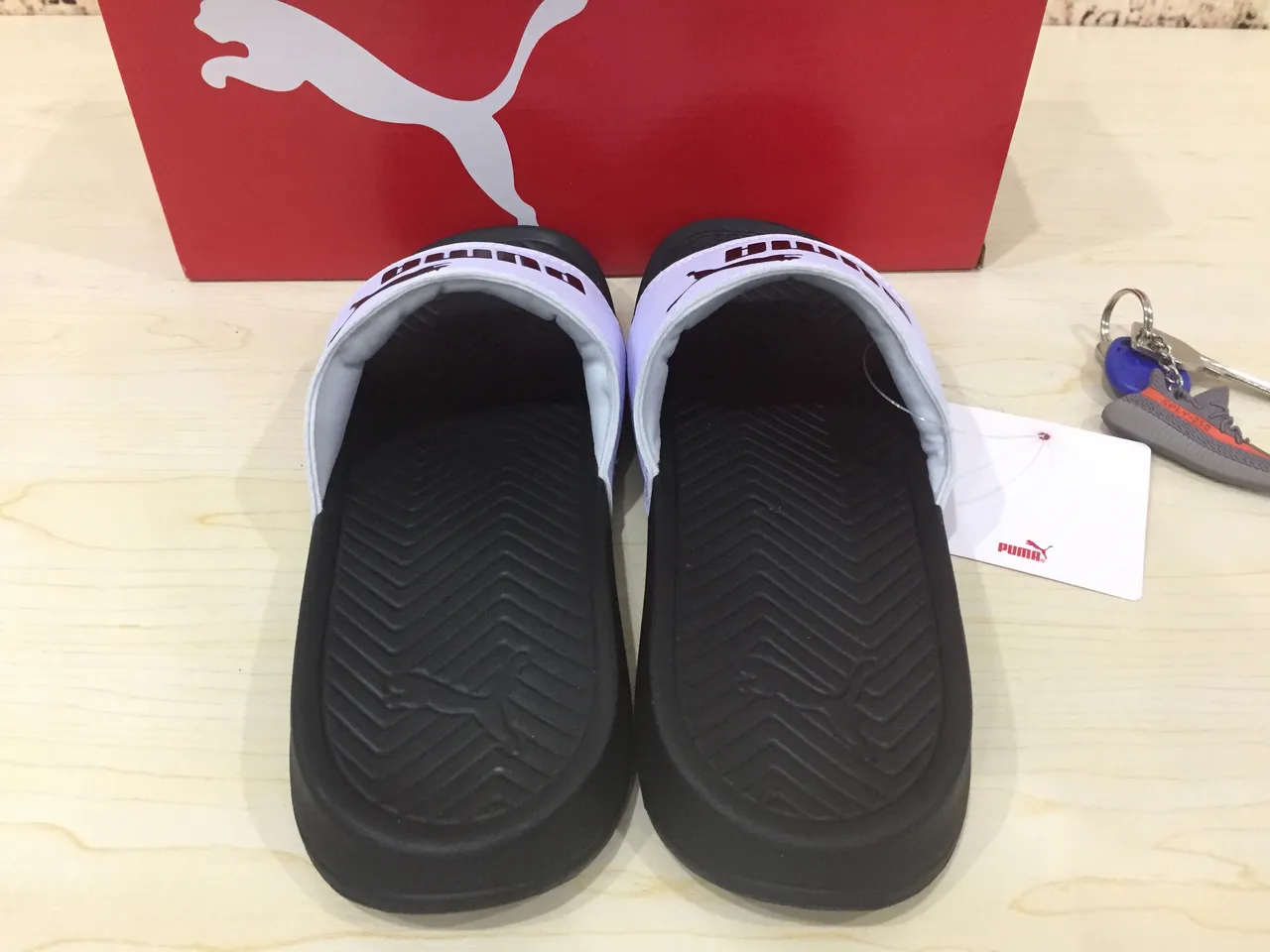 Puma Slide White and Black Strap Slippers 3