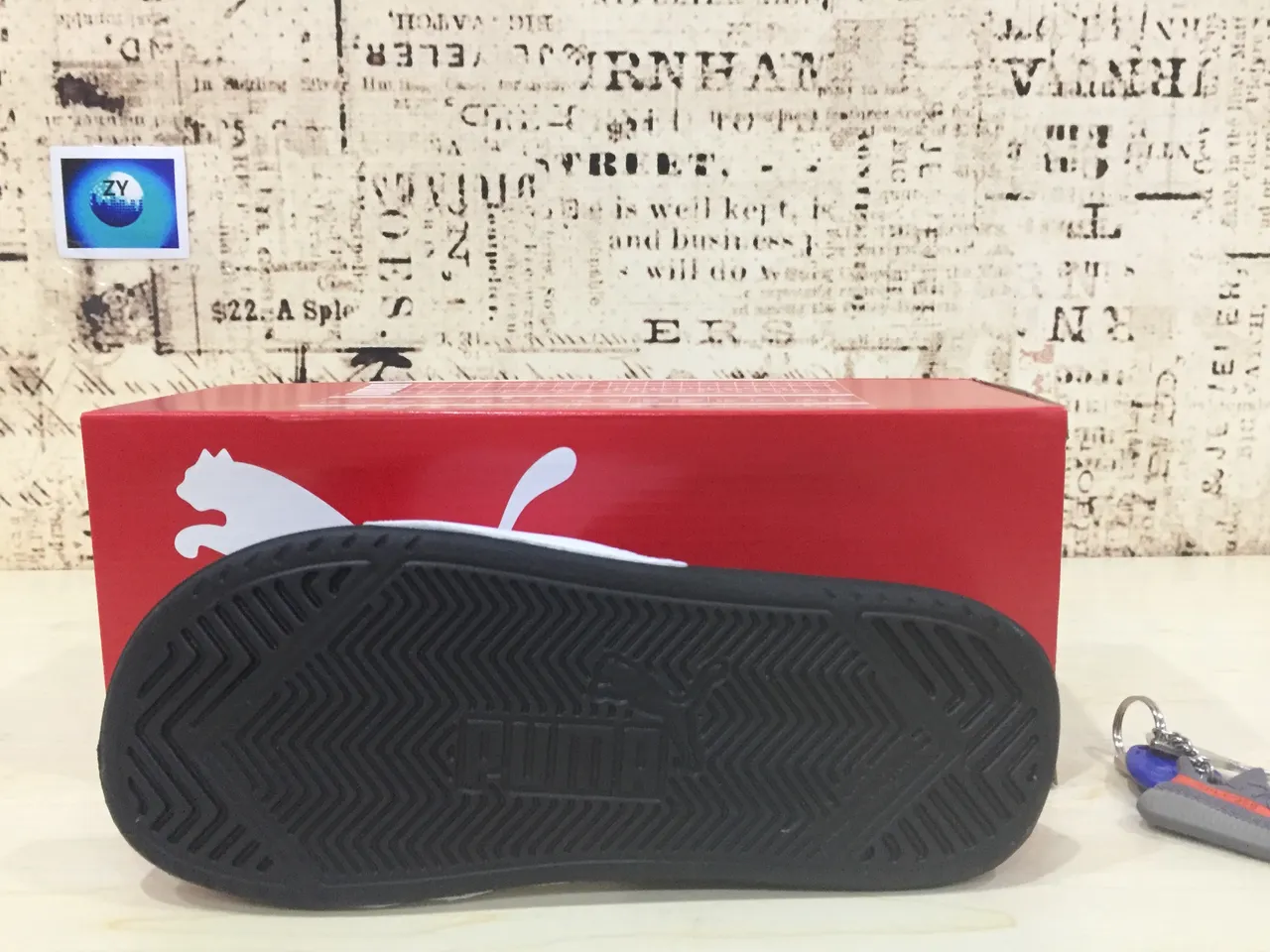 Puma Slide White and Black Strap Slippers 5