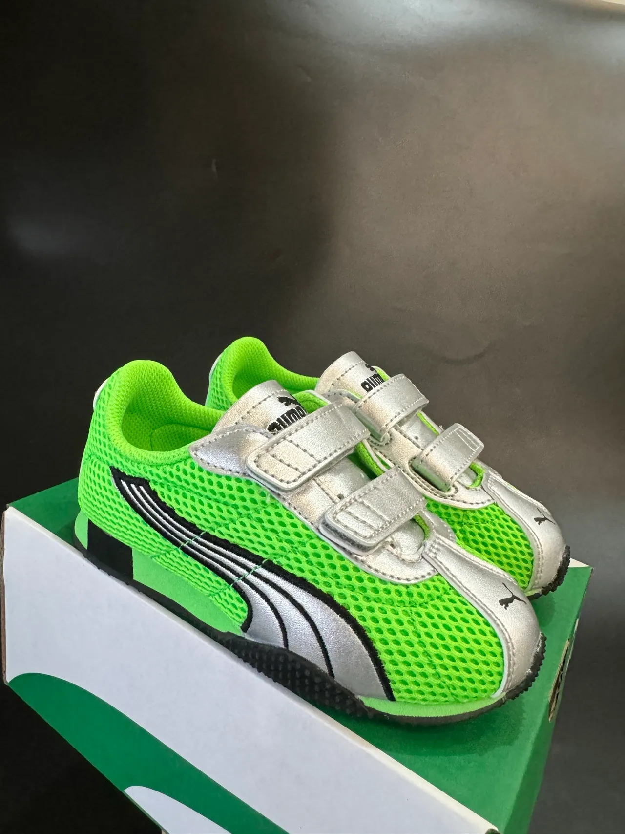 Puma Speedcat نيون أخضر فضي أطفال أسلوب الحياة حذاء رياضي 11
