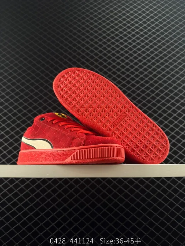 Puma Suede 50 Break أحمر أبيض الجزء العلوي Formstrip شعار جانبي أسلوب الحياة حذاء رياضي 2