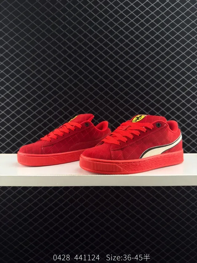 Puma Suede 50 Break أحمر أبيض الجزء العلوي Formstrip شعار جانبي أسلوب الحياة حذاء رياضي 3