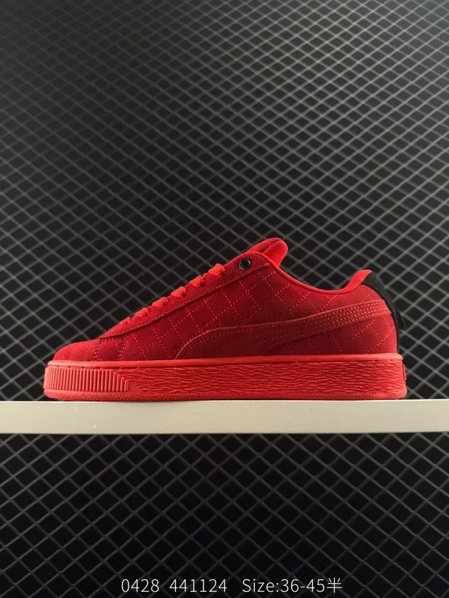 Puma Suede 50 Break أحمر أبيض الجزء العلوي Formstrip شعار جانبي أسلوب الحياة حذاء رياضي 6