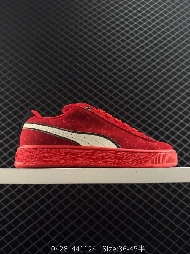 Puma Suede 50 Break أحمر أبيض الجزء العلوي Formstrip شعار جانبي أسلوب الحياة حذاء رياضي 7