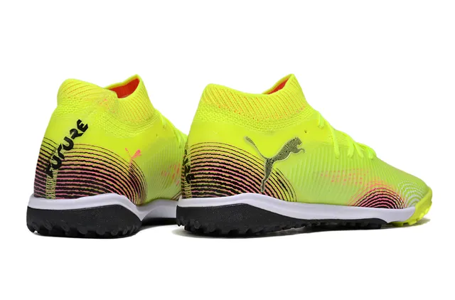 Puma أحذية كرة القدم أصفر أسود منسوجة كولار عالي نمط موجي نصي مع طبقة اصطناعية للعشب 5