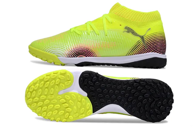 Puma أحذية كرة القدم أصفر أسود منسوجة كولار عالي نمط موجي نصي مع طبقة اصطناعية للعشب 6