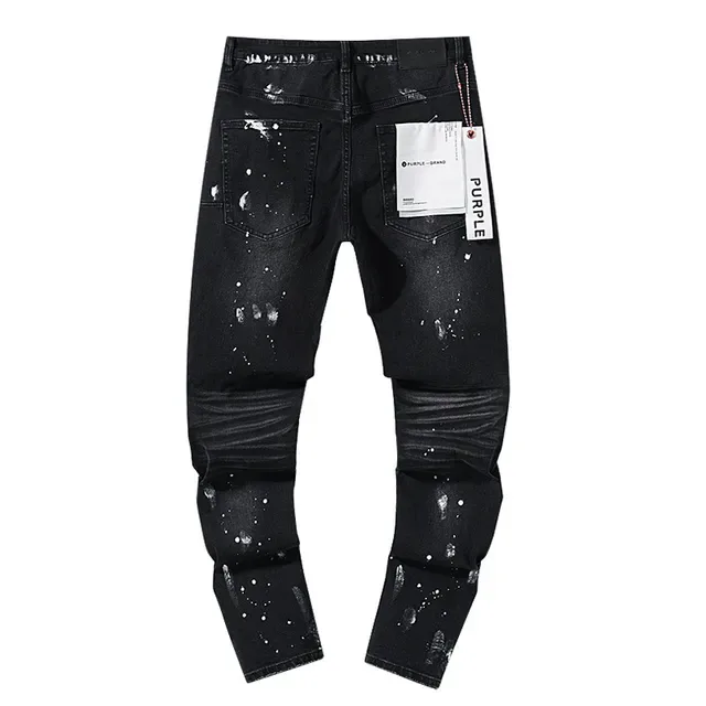 Purple Brand Distressed Paint-Splattered Black Denim Jeans 3