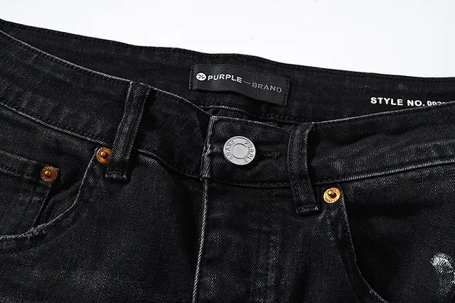 Purple Brand Distressed Paint-Splattered Black Denim Jeans 4