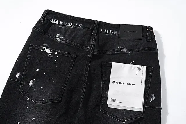 Purple Brand Distressed Paint-Splattered Black Denim Jeans 5