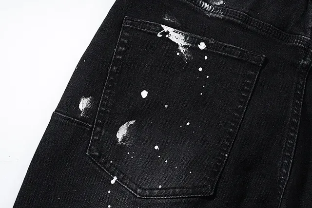 Purple Brand Distressed Paint-Splattered Black Denim Jeans 9