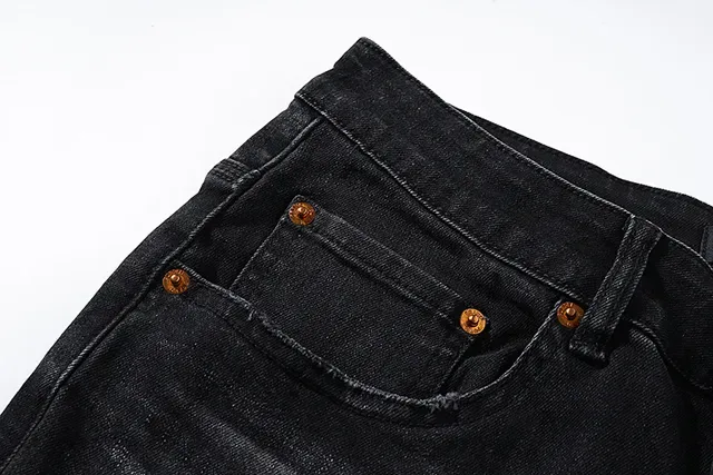 Purple Brand Distressed Paint-Splattered Black Denim Jeans 16