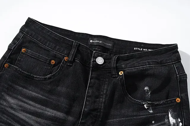 Purple Brand Distressed Paint-Splattered Black Denim Jeans 17