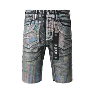 Purple Brand Holographic Iridescent Distressed Denim Shorts