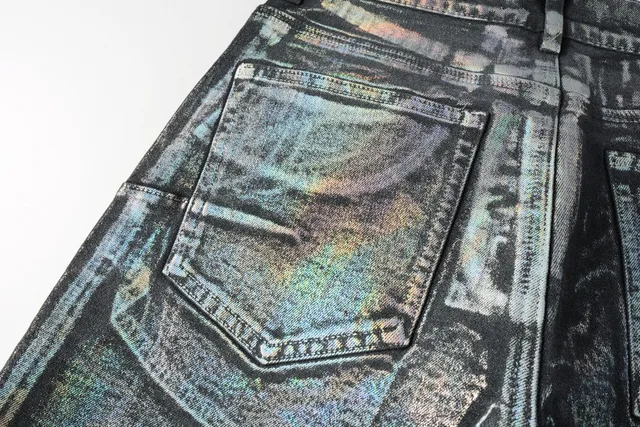 Purple Brand Holographic Iridescent Distressed Denim Shorts 3