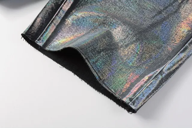 Purple Brand Holographic Iridescent Distressed Denim Shorts 5