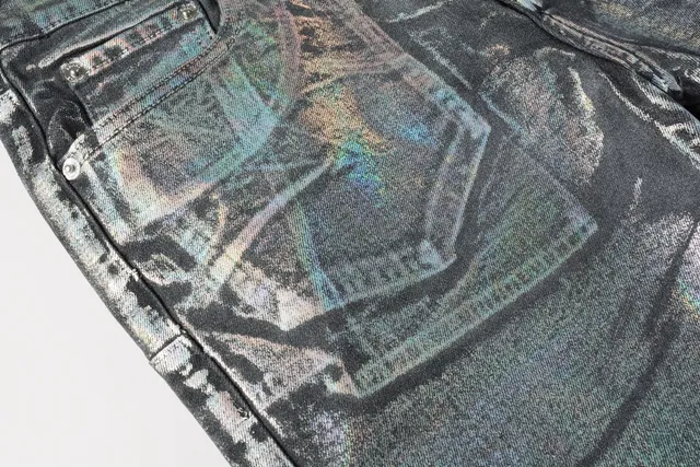 Purple Brand Holographic Iridescent Distressed Denim Shorts 6