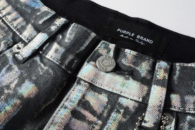 Purple Brand Holographic Iridescent Distressed Denim Shorts 10