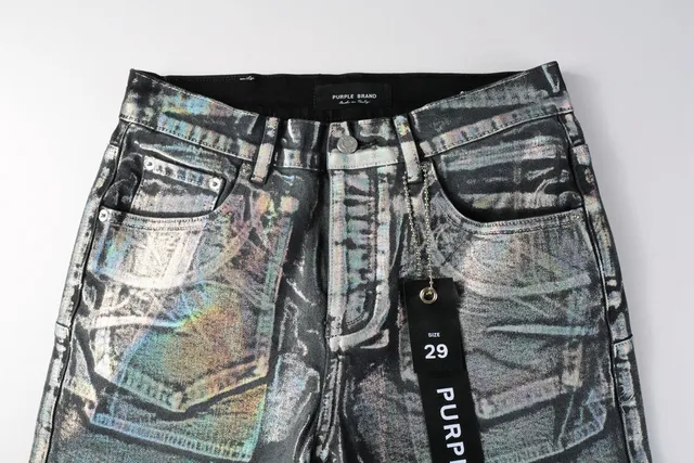 Purple Brand Holographic Iridescent Distressed Denim Shorts 11