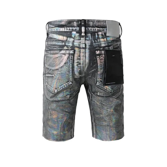 Purple Brand Holographic Iridescent Distressed Denim Shorts 19