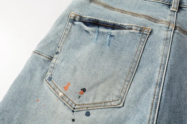 Purple Brand Paint-Splatter Distressed Mid-Rise Denim Shorts 3