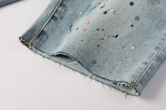 Purple Brand Paint-Splatter Distressed Mid-Rise Denim Shorts 5