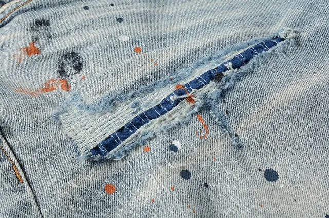 Purple Brand Paint-Splatter Distressed Mid-Rise Denim Shorts 7