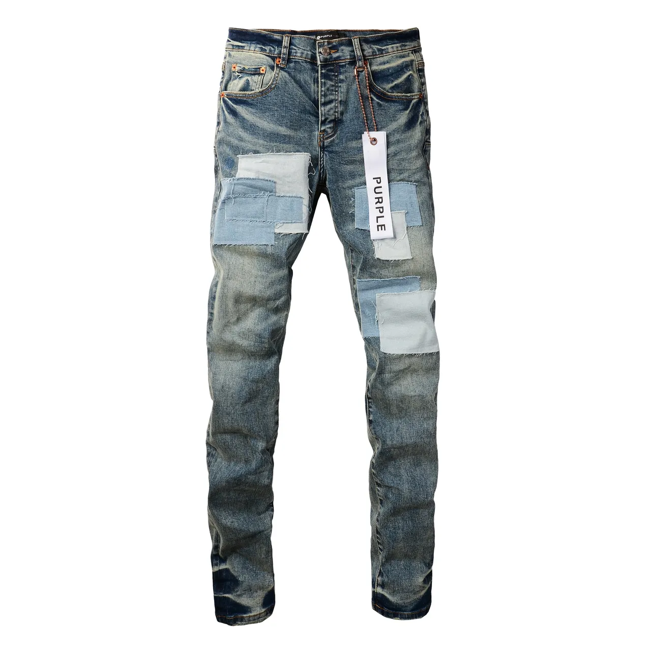 Purple Brand Patchwork Distressed Mid-Rise Straight-Leg Jeans 3
