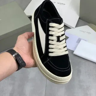 Rick Owens DRKSHDW Black White Suede Contrast Side Panel Lifestyle Sneakers
