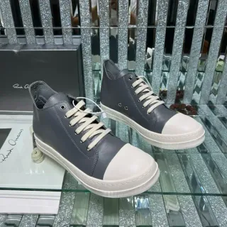Rick Owens Geobasket Gray and Cream Lifestyle Sneakers