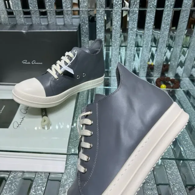 Rick Owens Geobasket Gray and Cream Lifestyle Sneakers 4