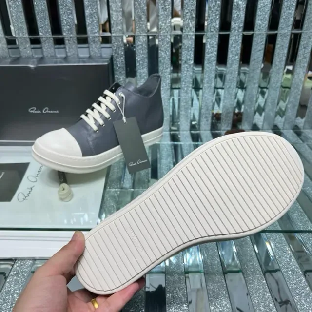 Rick Owens Geobasket Gray and Cream Lifestyle Sneakers 7