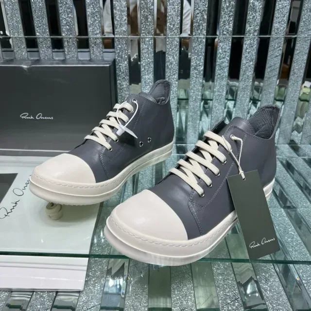 Rick Owens Geobasket Gray and Cream Lifestyle Sneakers 8
