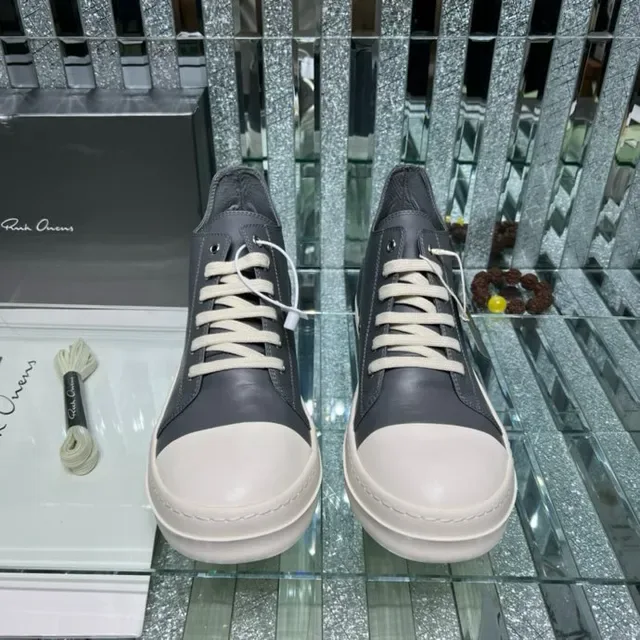 Rick Owens Geobasket Gray and Cream Lifestyle Sneakers 9