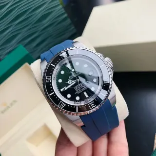 Rolex Deepsea Sea-Dweller Green-Black Gradient Dial Blue Rubber Strap Mechanical Watch