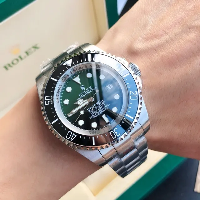 Rolex Deepsea Sea-Dweller Green-Black Gradient Dial Blue Rubber Strap Mechanical Watch 6