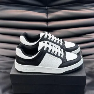 Saint Laurent Black White Two-Tone Perforated Mesh Panel Lifestyle Sneakers