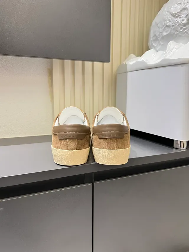 Saint Laurent Brown Beige Suede Upper Embroidered Logo Lifestyle Sneakers 2