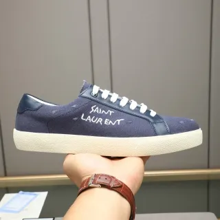 Saint Laurent Embroidered Navy Canvas Lifestyle Sneakers