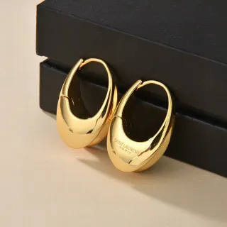 Saint Laurent Loulou 抛光金泪滴圈耳环