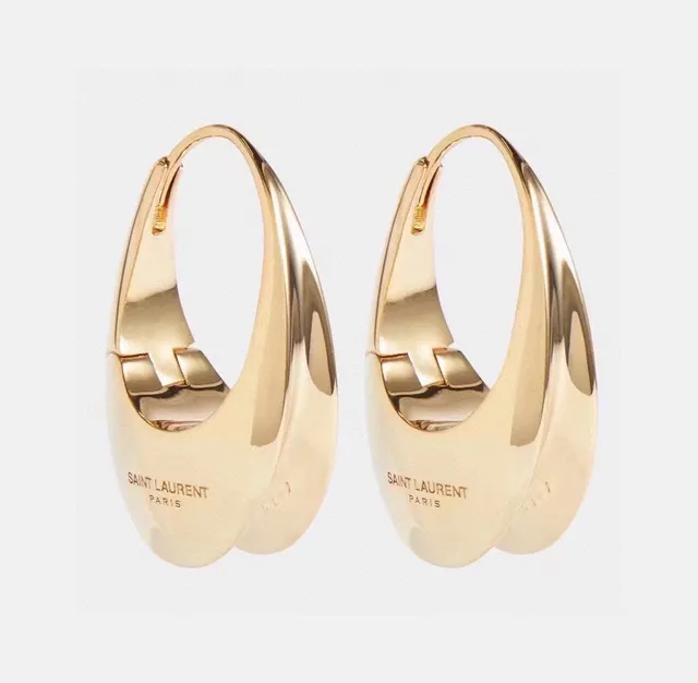Saint Laurent Loulou Or Poli Boucles d'Oreilles Hoop à Goutte 2