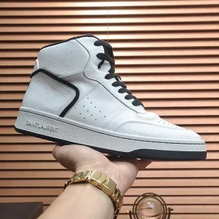 圣罗兰 Loulou 白色黑色 高帮 粒面皮革 生活方式运动鞋
