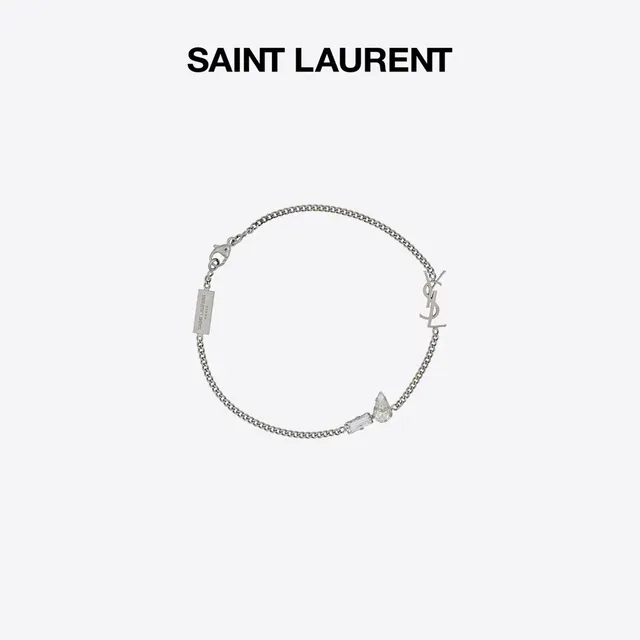 سانت لوران مونوغرام سلسلة فضية شفافة متشابكة YSL قلادة 6