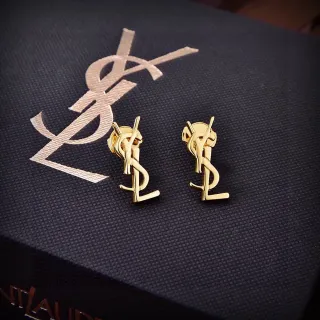 أقراط Saint Laurent YSL Logo ذهب مصقول