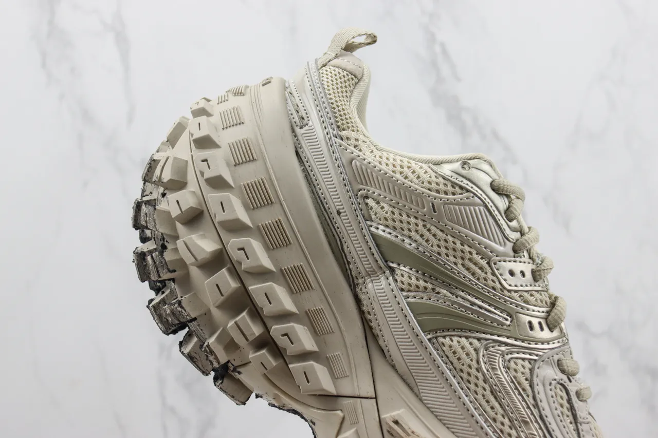 Salomon Beige Gray Chunky Trail Silhouette Mesh And Synthetic Overlay Construction Running Shoes 5