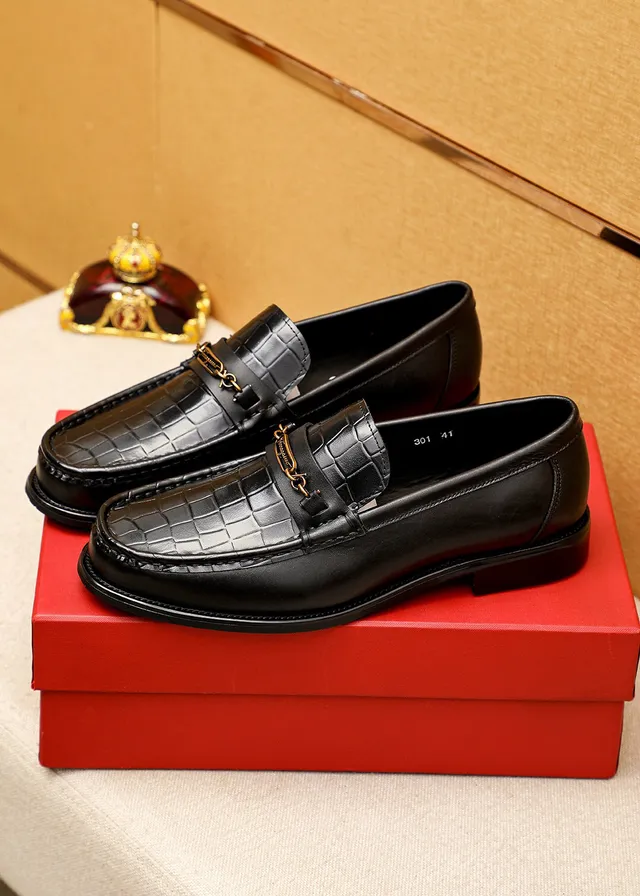 Salvatore Ferragamo Gancini Loafer Black Croc-Embossed Leather Loafers 4