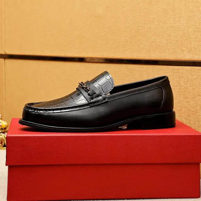 Salvatore Ferragamo Gancini Loafer Black Croc-Embossed Leather Loafers 5