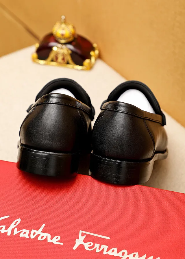 Salvatore Ferragamo Gancini Loafer Black Croc-Embossed Leather Loafers 8