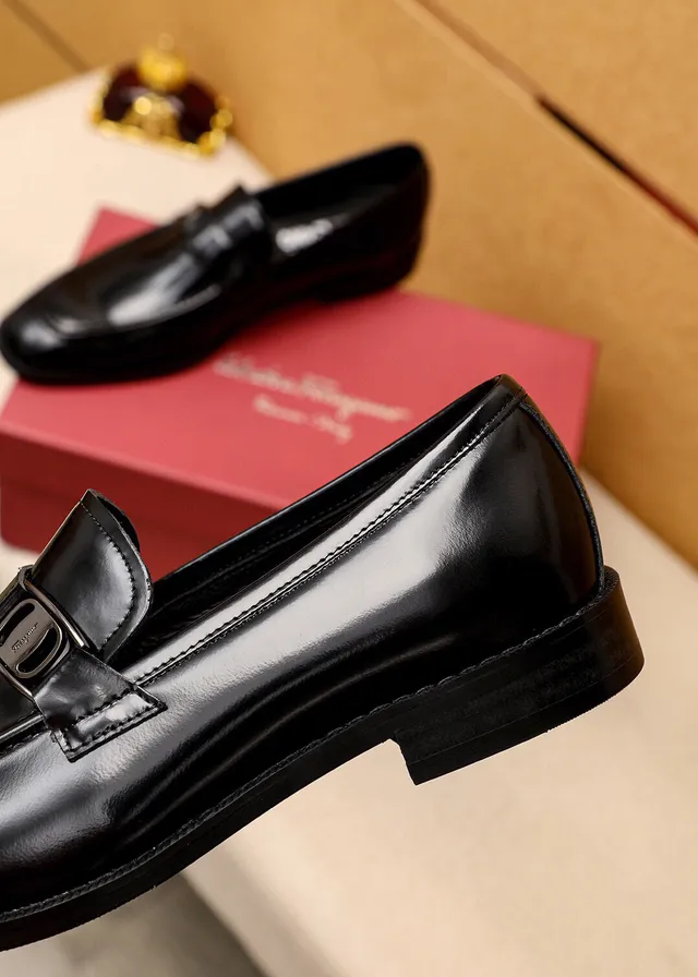 Salvatore Ferragamo Gancini Loafer Black Polished Leather Loafers 2