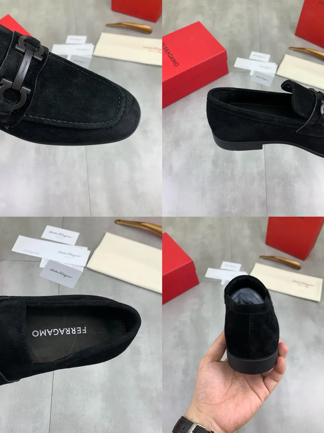 Salvatore Ferragamo Gancini Loafer Black Suede Loafers 2